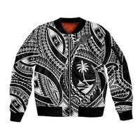 Hafa Adai Guam Inspired Tattoo Sleeve Zip Bomber Jacket LT9 Unisex Black - Polynesian Pride