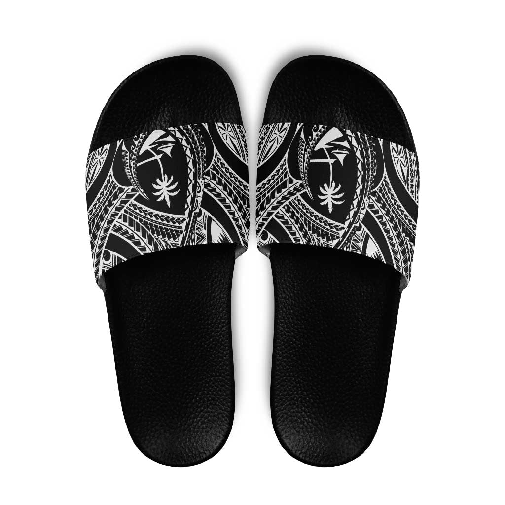 Hafa Adai Guam Inspired Tattoo Slide Sandals LT9 Black - Polynesian Pride