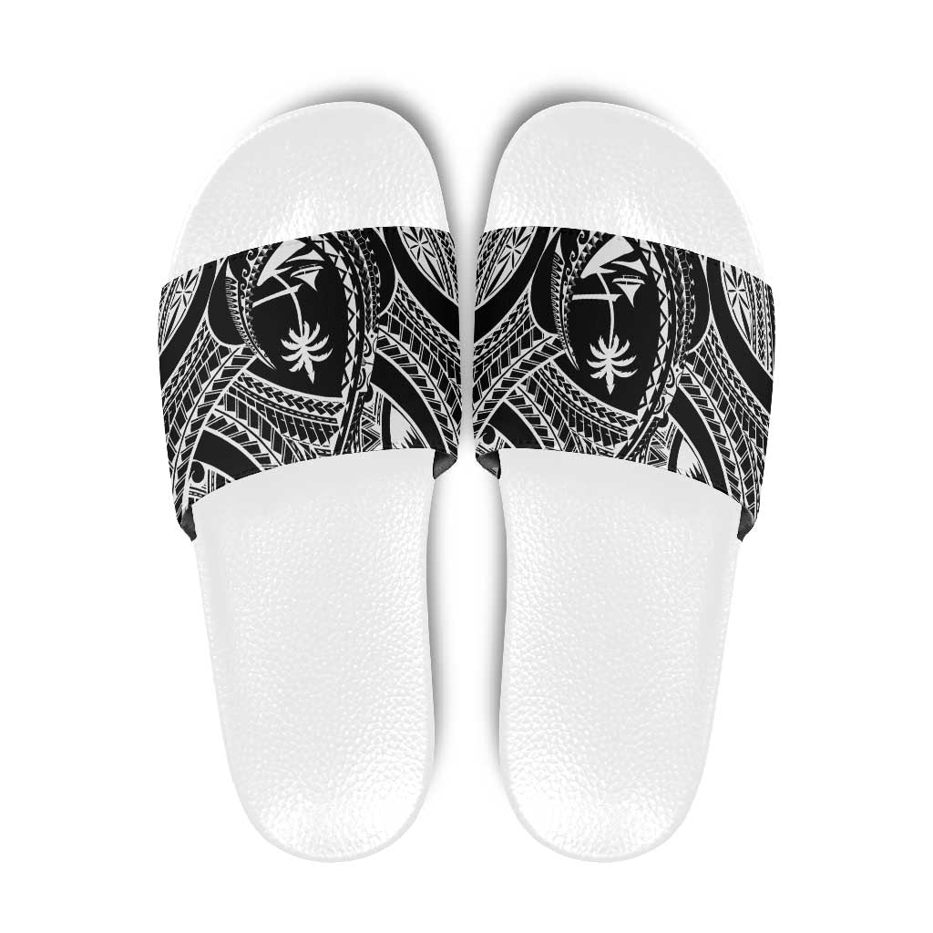 Hafa Adai Guam Inspired Tattoo Slide Sandals LT9 Black - Polynesian Pride