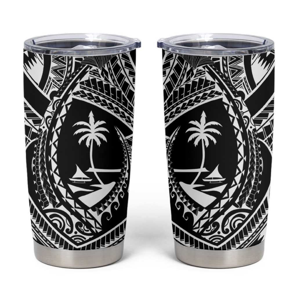 Hafa Adai Guam Inspired Tattoo Tumbler Cup LT9 Black - Polynesian Pride