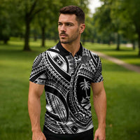 Hafa Adai Guam Inspired Tattoo Zipper Polo Shirt - Polynesian Pride