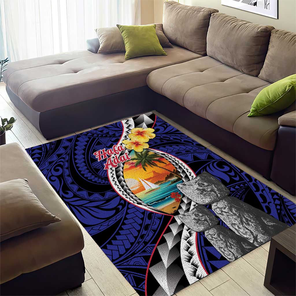 Hafa Adai Guam Seal Latte Stones Artwork Area Rug