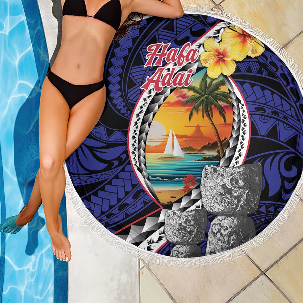 Hafa Adai Guam Seal Latte Stones Artwork Beach Blanket