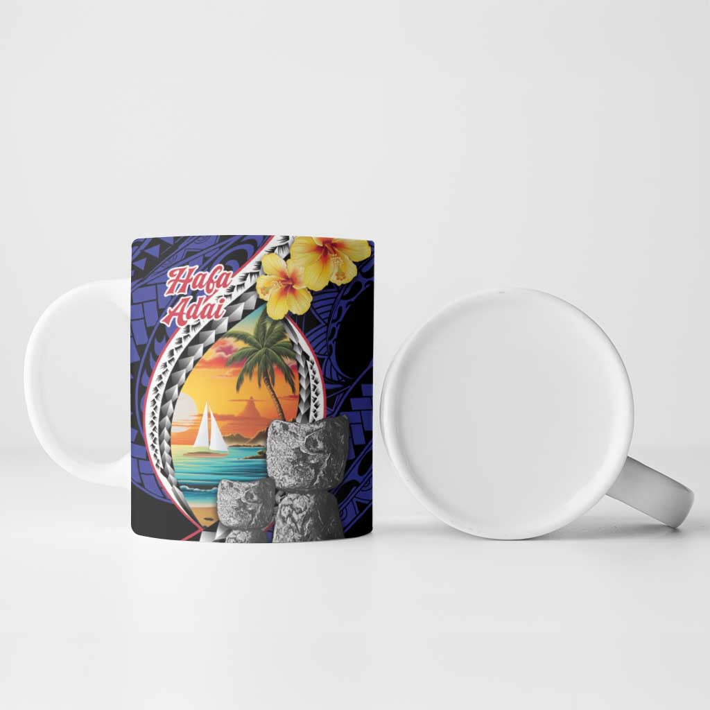 Hafa Adai Guam Seal Latte Stones Artwork Ceramic Mug - Polynesian Pride
