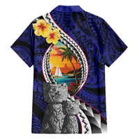 Hafa Adai Guam Seal Latte Stones Artwork Family Matching Off The Shoulder Long Sleeve Dress and Hawaiian Shirt