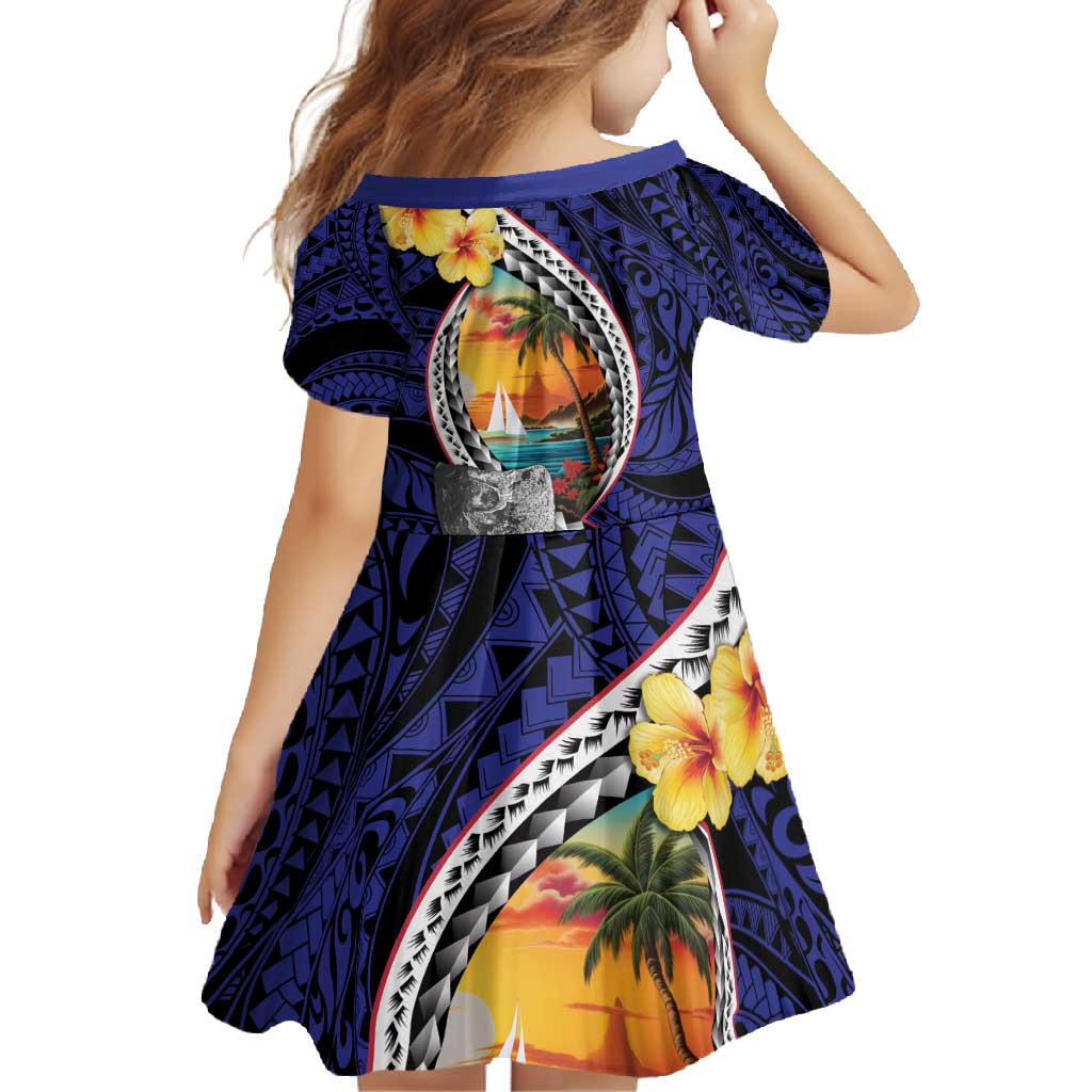 Hafa Adai Guam Seal Latte Stones Artwork Family Matching Short Sleeve Bodycon Dress and Hawaiian Shirt