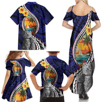 Hafa Adai Guam Seal Latte Stones Artwork Family Matching Summer Maxi Dress and Hawaiian Shirt