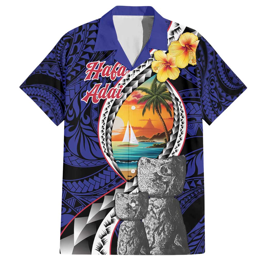 Hafa Adai Guam Seal Latte Stones Artwork Hawaiian Shirt