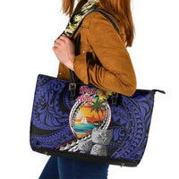 Hafa Adai Guam Seal Latte Stones Artwork Leather Tote Bag
