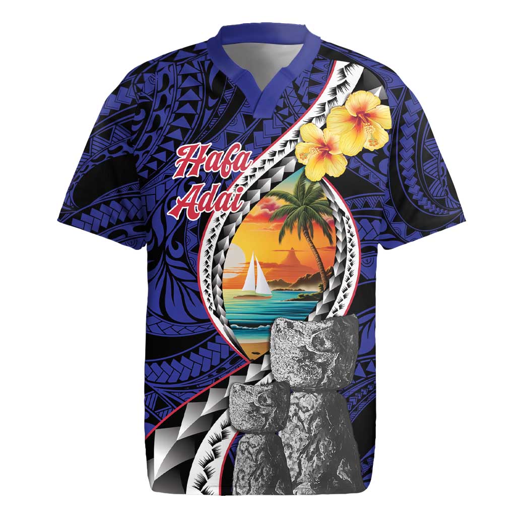 Hafa Adai Guam Seal Latte Stones Artwork Rugby Jersey