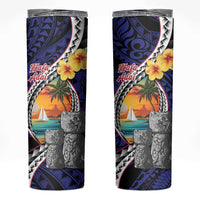 Hafa Adai Guam Seal Latte Stones Artwork Skinny Tumbler LT9 Blue - Polynesian Pride