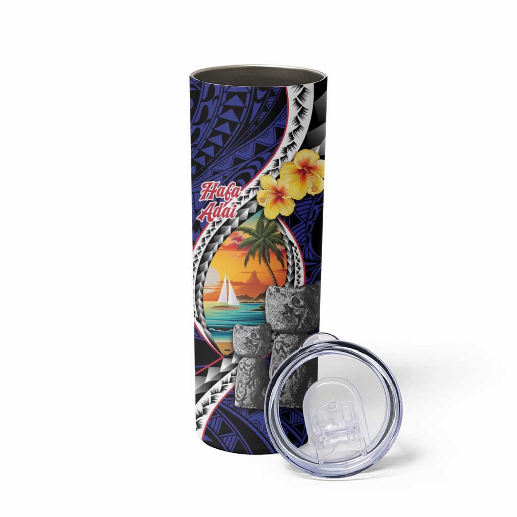 Hafa Adai Guam Seal Latte Stones Artwork Skinny Tumbler LT9 - Polynesian Pride