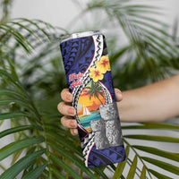 Hafa Adai Guam Seal Latte Stones Artwork Skinny Tumbler LT9 - Polynesian Pride