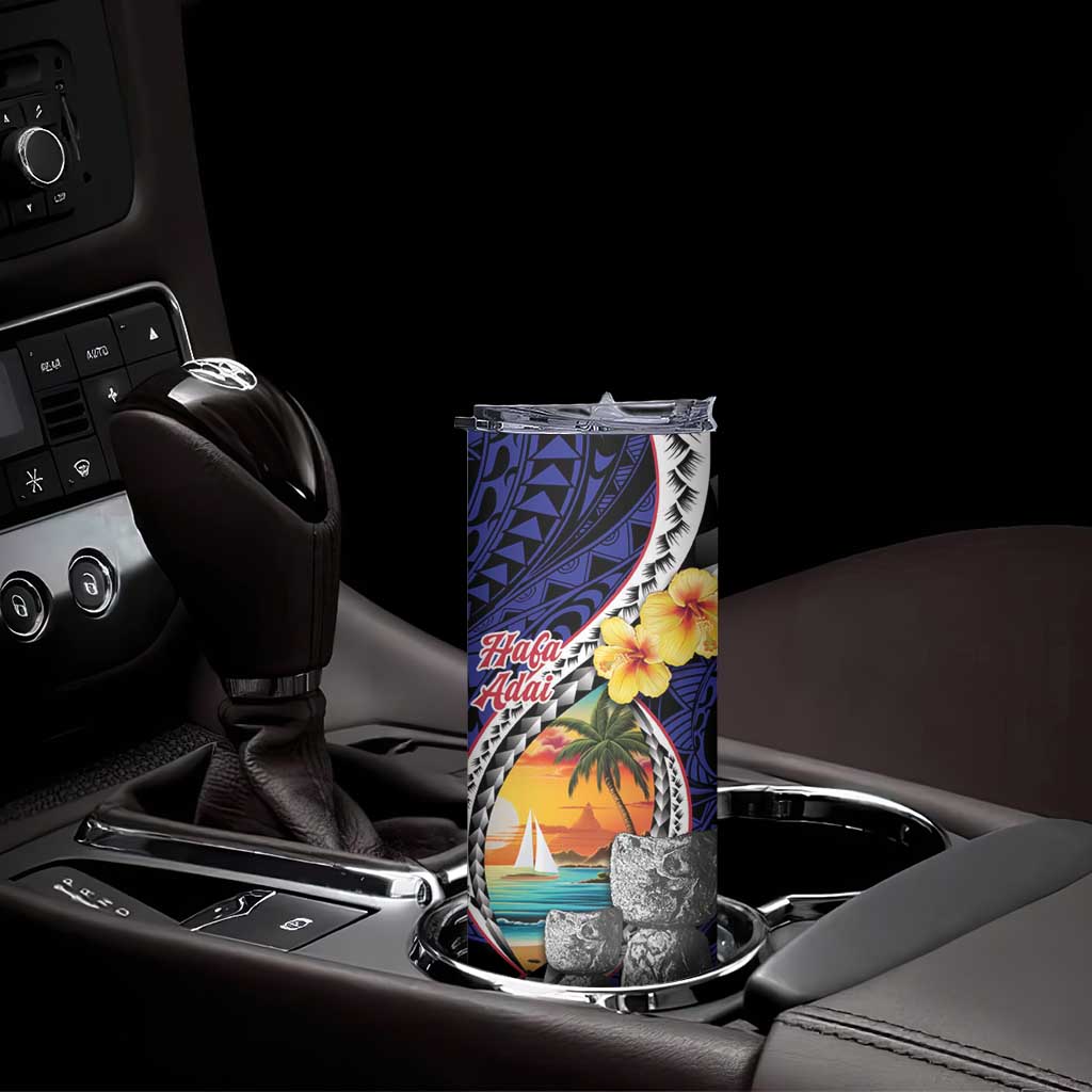 Hafa Adai Guam Seal Latte Stones Artwork Skinny Tumbler LT9 - Polynesian Pride