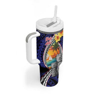 Hafa Adai Guam Seal Latte Stones Artwork Tumbler With Handle LT9 - Polynesian Pride