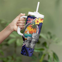 Hafa Adai Guam Seal Latte Stones Artwork Tumbler With Handle LT9 - Polynesian Pride