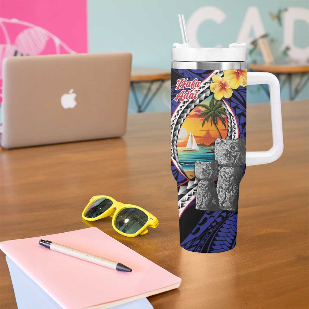 Hafa Adai Guam Seal Latte Stones Artwork Tumbler With Handle LT9 - Polynesian Pride