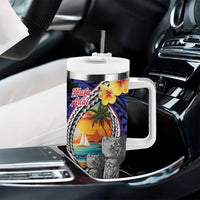 Hafa Adai Guam Seal Latte Stones Artwork Tumbler With Handle LT9 - Polynesian Pride