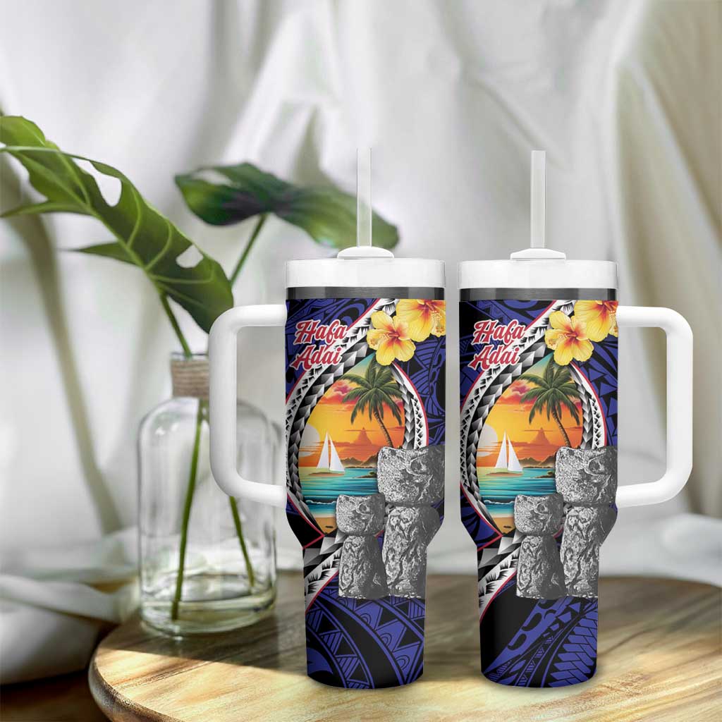 Hafa Adai Guam Seal Latte Stones Artwork Tumbler With Handle LT9 - Polynesian Pride