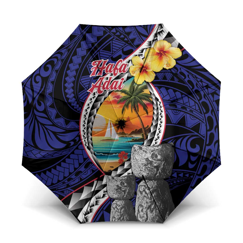 Hafa Adai Guam Seal Latte Stones Artwork Umbrella - Polynesian Pride