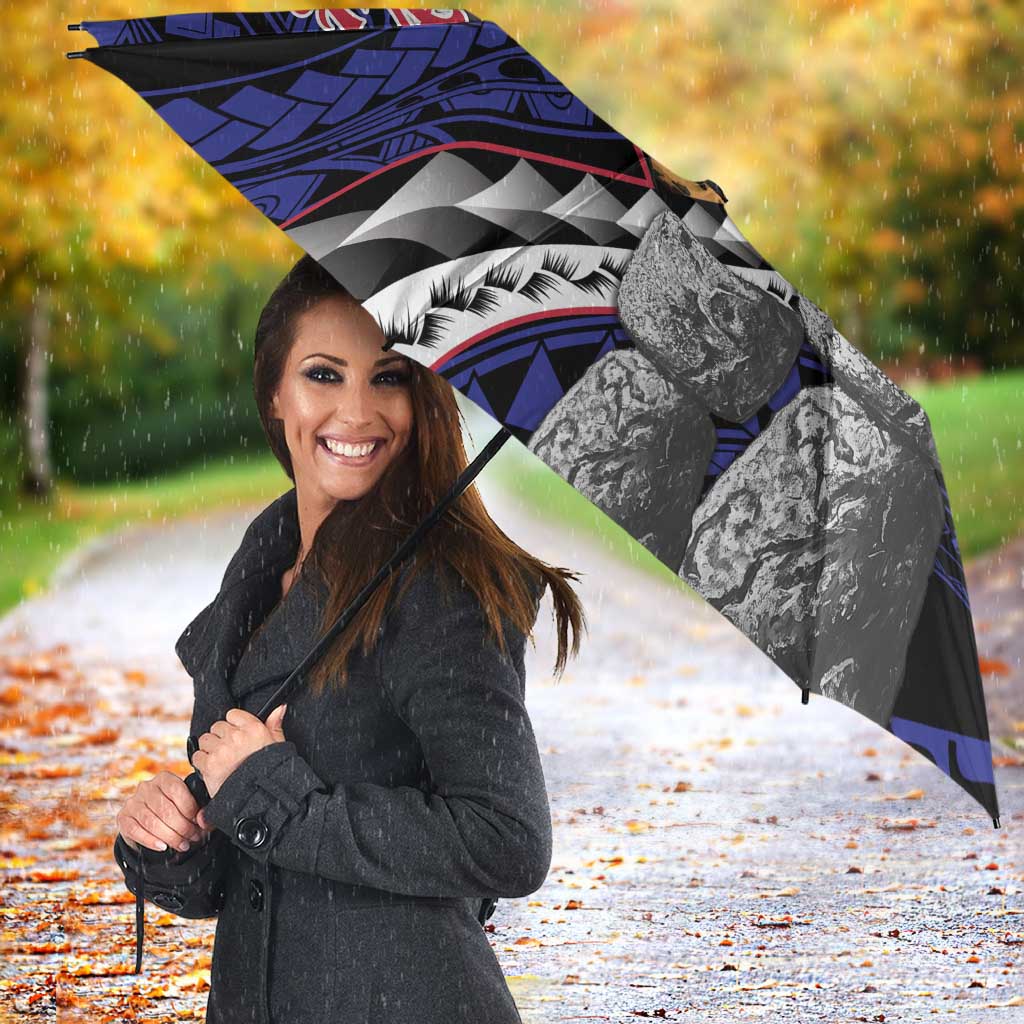 Hafa Adai Guam Seal Latte Stones Artwork Umbrella - Polynesian Pride