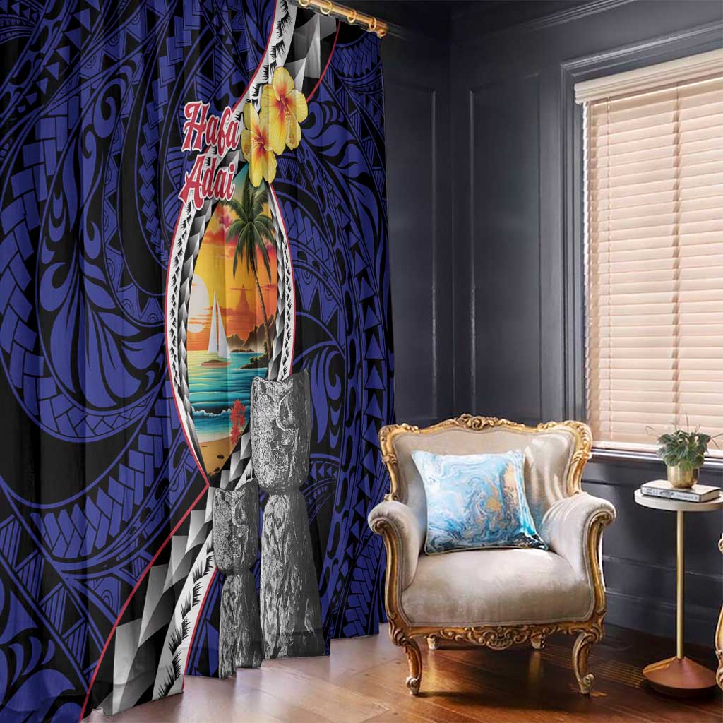 Hafa Adai Guam Seal Latte Stones Artwork Window Curtain