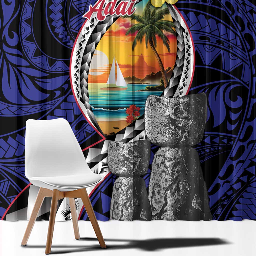 Hafa Adai Guam Seal Latte Stones Artwork Window Curtain