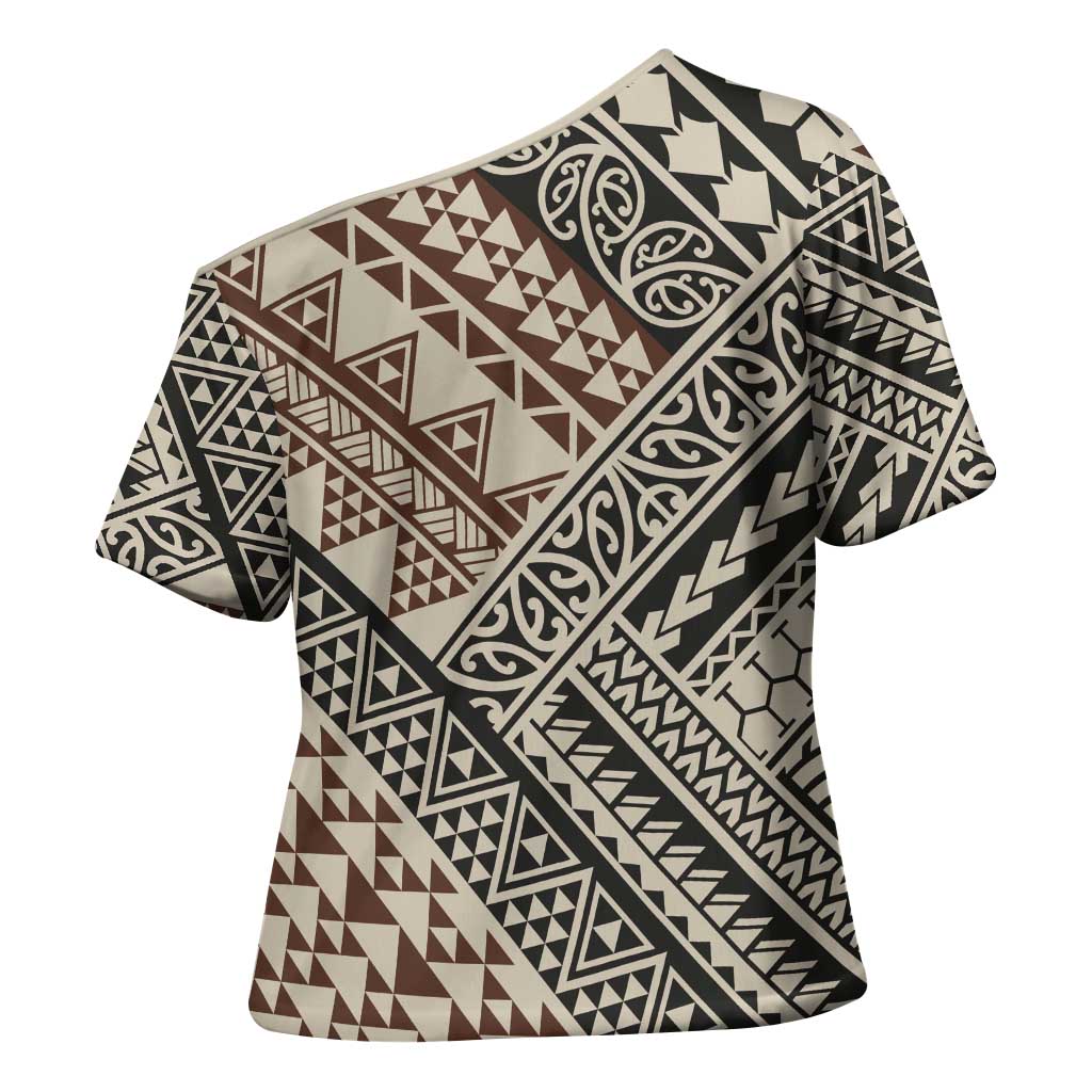Niho Taniwha Kowhaiwhai Cross Shoulder Shirt - Polynesian Pride