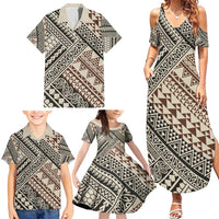 Niho Taniwha Kowhaiwhai Family Matching Summer Maxi Dress and Hawaiian Shirt LT9 - Polynesian Pride