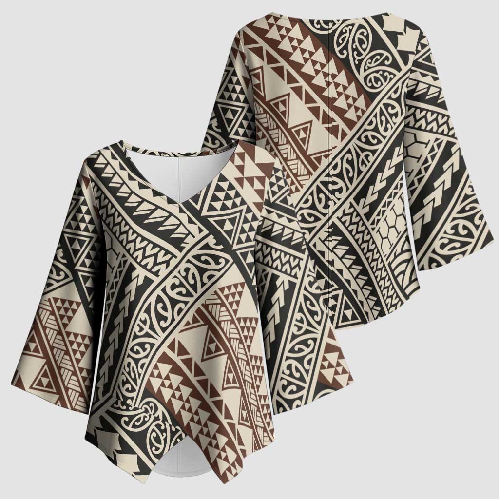 Niho Taniwha Kowhaiwhai Kimono Sleeve Blouse - Polynesian Pride