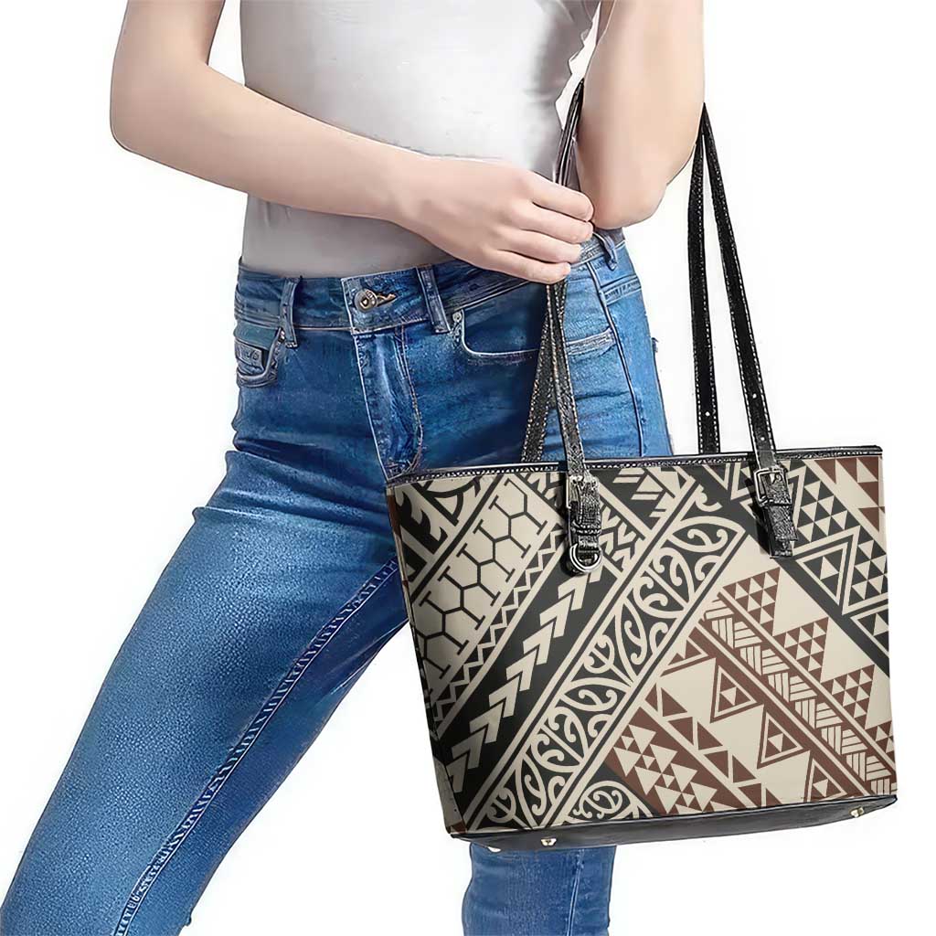 Niho Taniwha Kowhaiwhai Leather Tote Bag LT9 - Polynesian Pride