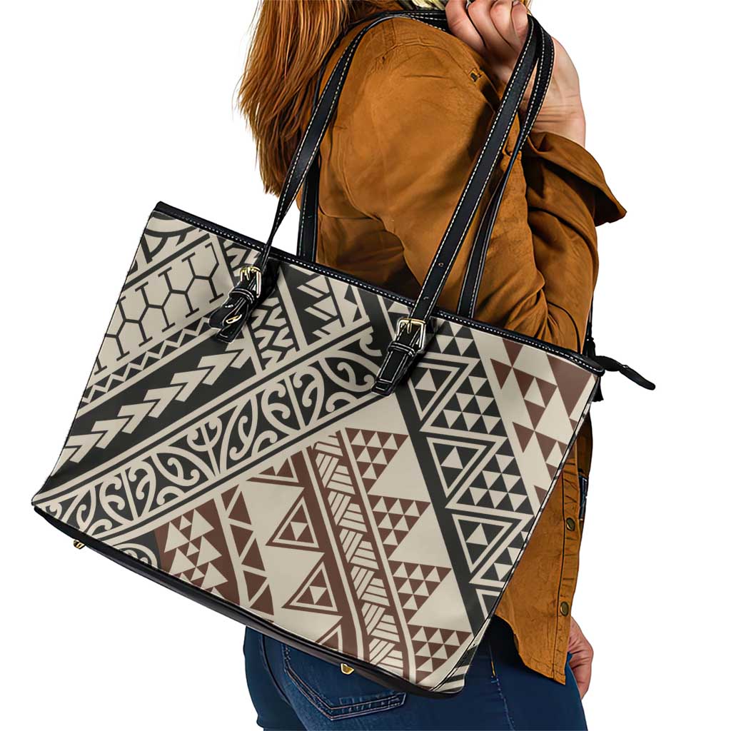 Niho Taniwha Kowhaiwhai Leather Tote Bag LT9 - Polynesian Pride