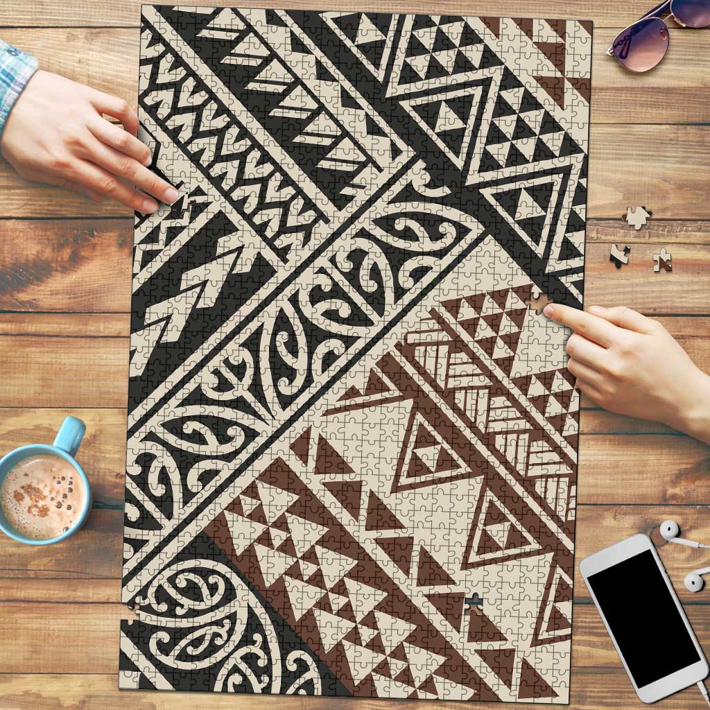 Niho Taniwha Kowhaiwhai Puzzle LT9 Beige - Polynesian Pride