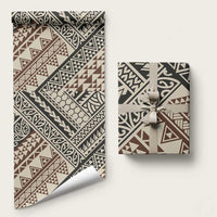 Niho Taniwha Kowhaiwhai Wrapping Paper LT9 58" × 23" Beige - Polynesian Pride
