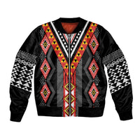 Niho Taniwha Taniko Motif Bomber Jacket LT9 Unisex Red - Polynesian Pride