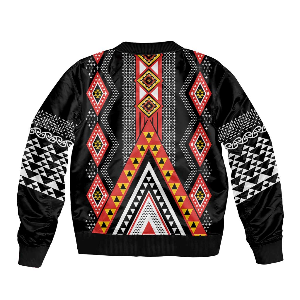 Niho Taniwha Taniko Motif Bomber Jacket LT9 - Polynesian Pride