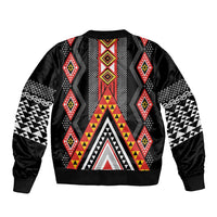 Niho Taniwha Taniko Motif Bomber Jacket LT9 - Polynesian Pride