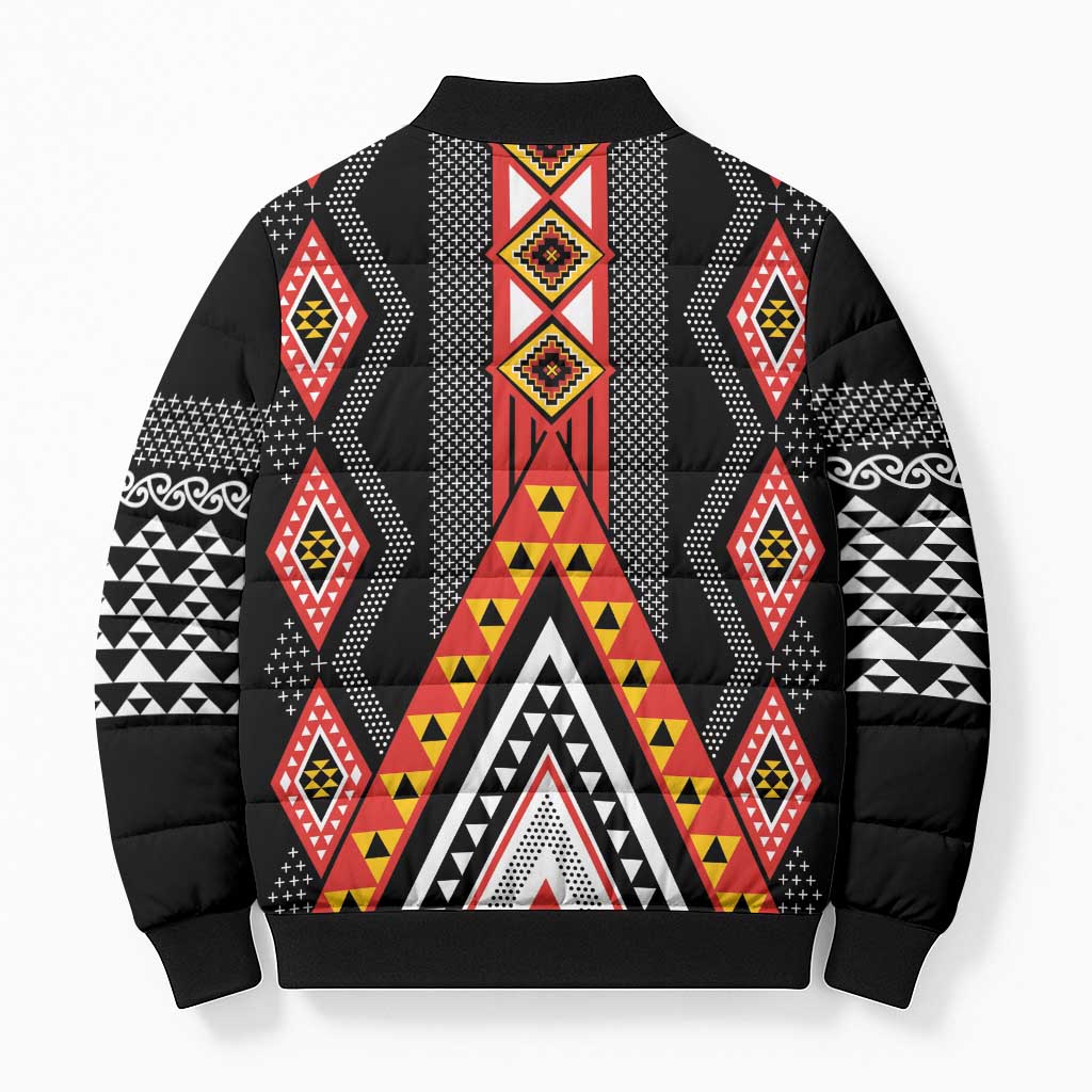 Niho Taniwha Taniko Motif Bomber Puffer Jacket LT9 - Polynesian Pride