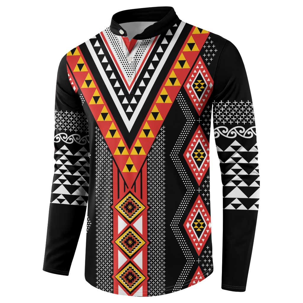 Niho Taniwha Taniko Motif Button Sweatshirt
