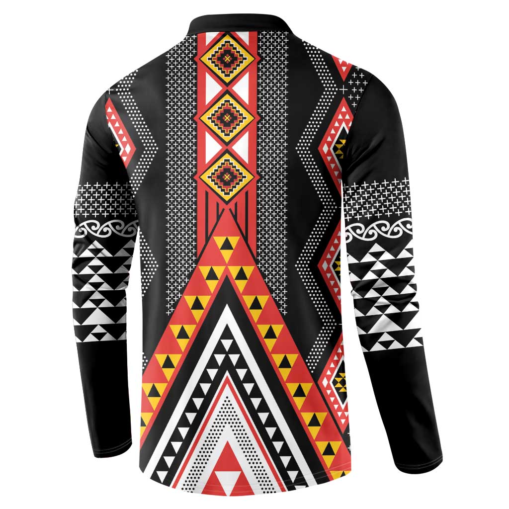 Niho Taniwha Taniko Motif Button Sweatshirt