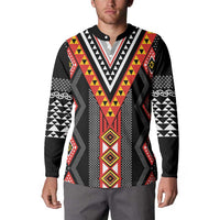 Niho Taniwha Taniko Motif Button Sweatshirt