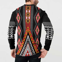 Niho Taniwha Taniko Motif Button Sweatshirt