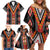 Niho Taniwha Taniko Motif Family Matching Off Shoulder Short Dress and Hawaiian Shirt