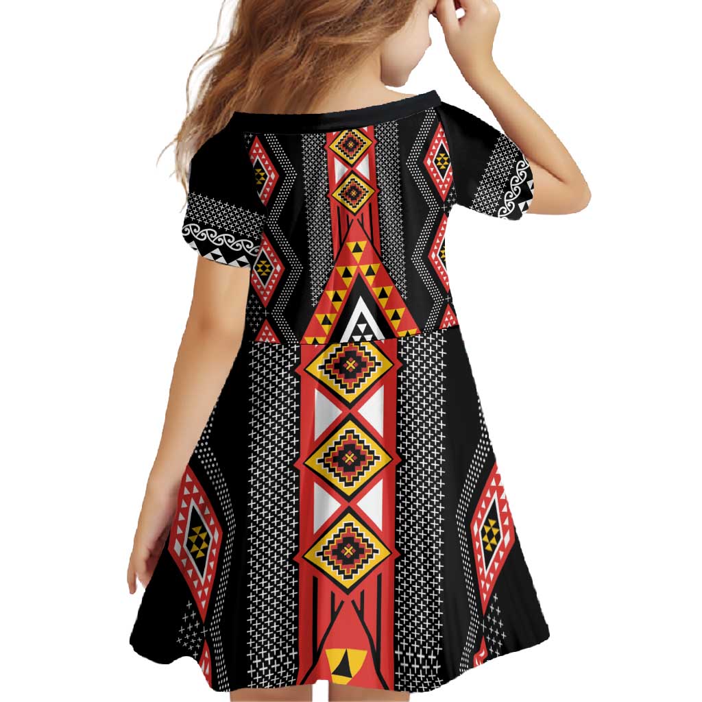 Niho Taniwha Taniko Motif Family Matching Short Sleeve Bodycon Dress and Hawaiian Shirt LT9 - Polynesian Pride