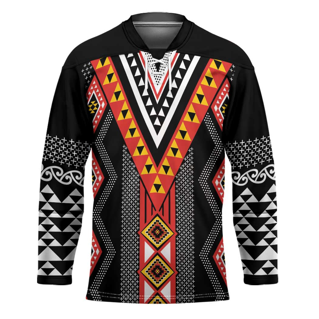 Niho Taniwha Taniko Motif Hockey Jersey - Polynesian Pride
