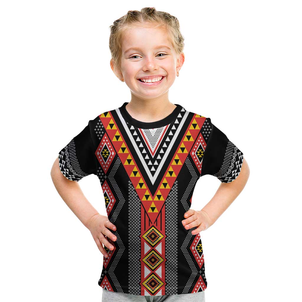 Niho Taniwha Taniko Motif Kid T Shirt LT9 Red - Polynesian Pride