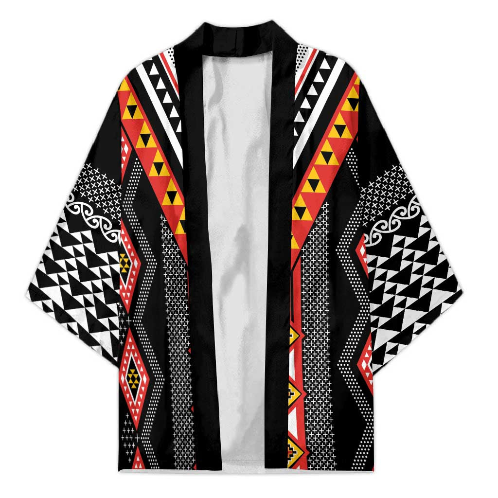 Niho Taniwha Taniko Motif Kimono LT9 Unisex Red - Polynesian Pride
