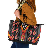 Niho Taniwha Taniko Motif Leather Tote Bag LT9 Red - Polynesian Pride