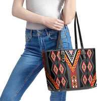 Niho Taniwha Taniko Motif Leather Tote Bag LT9 - Polynesian Pride