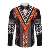 Niho Taniwha Taniko Motif Long Sleeve Button Shirt
